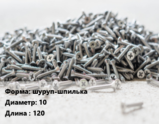 Шуруп шуруп-шпилька 10х120 сантехнический, шт цена от 15.55 сом / кг, где купить, условия доставки в Оше и Ошской области